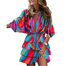Women’s dress with batwing sleeves and v-neckline