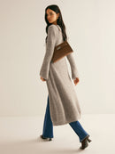 Women's sweater dress with side slit and long sleeves