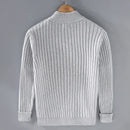 Men's zip cardigan with ribbed cuffs and structured silhouette