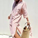 Women’s shirt dress with vertical stripes and structured fit