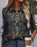 Women's blouse with abstract print and straight fit