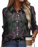 Women's blouse with abstract print and straight fit