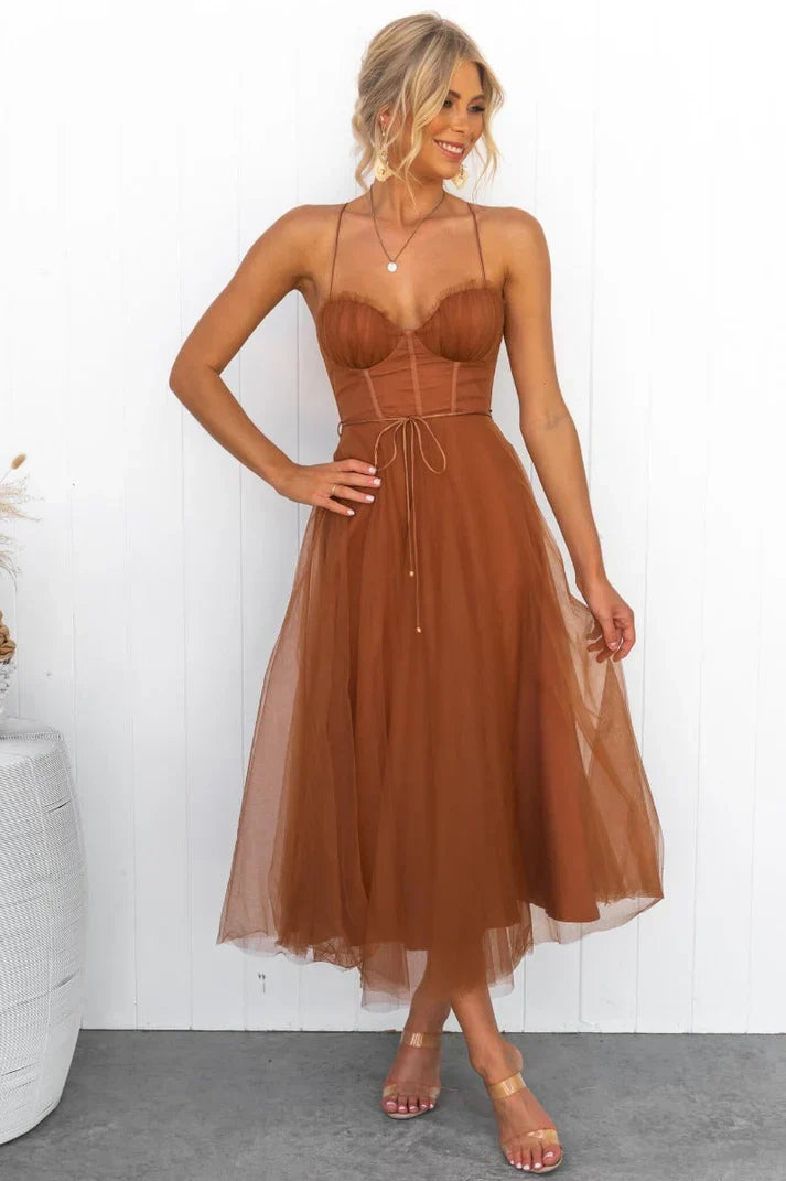 Women’s midi dress with draped fit and occasion-ready silhouette