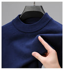 Men's pullover sweater with clean neckline and structured shape