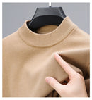 Men's pullover sweater with clean neckline and structured shape
