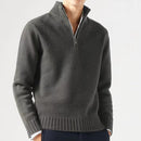 Men’s quarter-zip sweater with clean neckline and straight hem