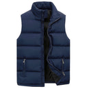 Men's sleeveless vest with zip front and stand-up collar