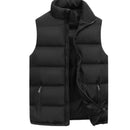 Men's sleeveless vest with zip front and stand-up collar