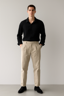 Men’s pleated long-sleeve button-down shirt