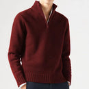 Men’s quarter-zip sweater with clean neckline and straight hem