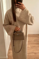 Women’s midi dress with flared sleeves and clean waistline