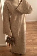 Women’s midi dress with flared sleeves and clean waistline