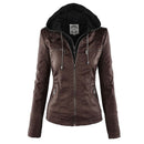 Women's jacket with detachable hood and clean silhouette