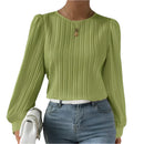 Women's blouse with puff sleeves and structured detailing
