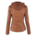 Women's jacket with detachable hood and clean silhouette