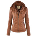 Women's jacket with detachable hood and clean silhouette