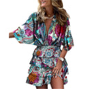 Women’s dress with batwing sleeves and v-neckline