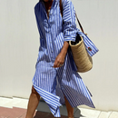 Women’s shirt dress with vertical stripes and structured fit