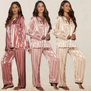 Women’s striped pajama set with long-sleeve top and relaxed bottoms