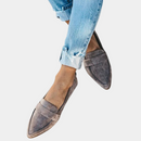 Women's loafers with stitched edge and rounded toe