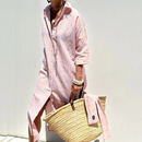Women’s shirt dress with vertical stripes and structured fit