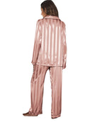 Women’s striped pajama set with long-sleeve top and relaxed bottoms