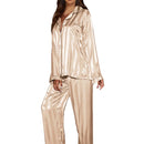 Women’s striped pajama set with long-sleeve top and relaxed bottoms