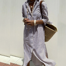 Women’s shirt dress with vertical stripes and structured fit
