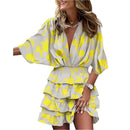 Women’s dress with batwing sleeves and v-neckline