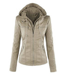Women's jacket with detachable hood and clean silhouette