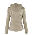 Women's jacket with detachable hood and clean silhouette