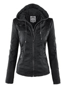 Women's jacket with detachable hood and clean silhouette
