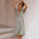 Women’s wrap dress with side tie and flared hem