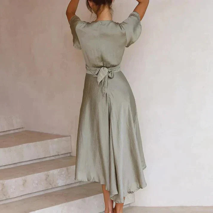 Women’s wrap dress with side tie and flared hem