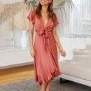 Women’s wrap dress with side tie and flared hem