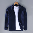 Men's zip cardigan with ribbed cuffs and structured silhouette