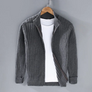Men's zip cardigan with ribbed cuffs and structured silhouette
