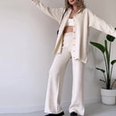 Women's 2-piece outfit with straight-leg pants and boxy top