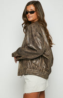 Women's bomber jacket with ribbed cuffs and clean silhouette