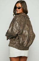 Women's bomber jacket with ribbed cuffs and clean silhouette