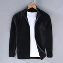Men's zip cardigan with ribbed cuffs and structured silhouette